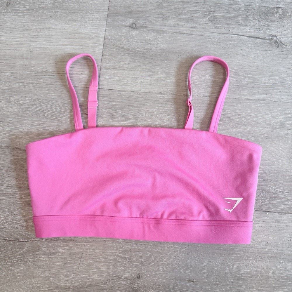 Gymshark Sports Bra Womens Small Pink Bandeau Adjustable Straps Activewear